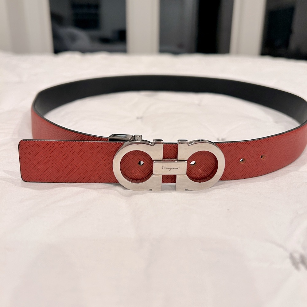 Women’s Ferragamo reversible belt - orange/black